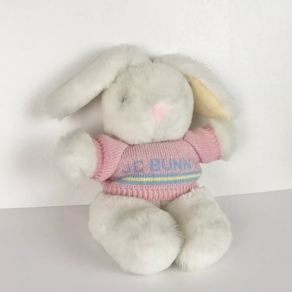 JC Penney Scarbourough Bunny Plush (15” approx) With Pastel Pink Sweater